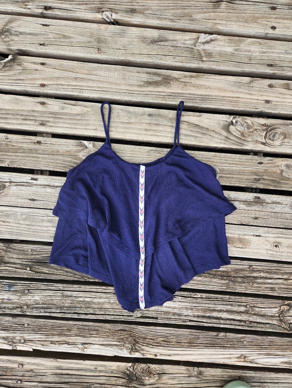 NWT Mason + Mackenzie Navy Blue Tiered Tank Aztec Summer Gauze Boho Small